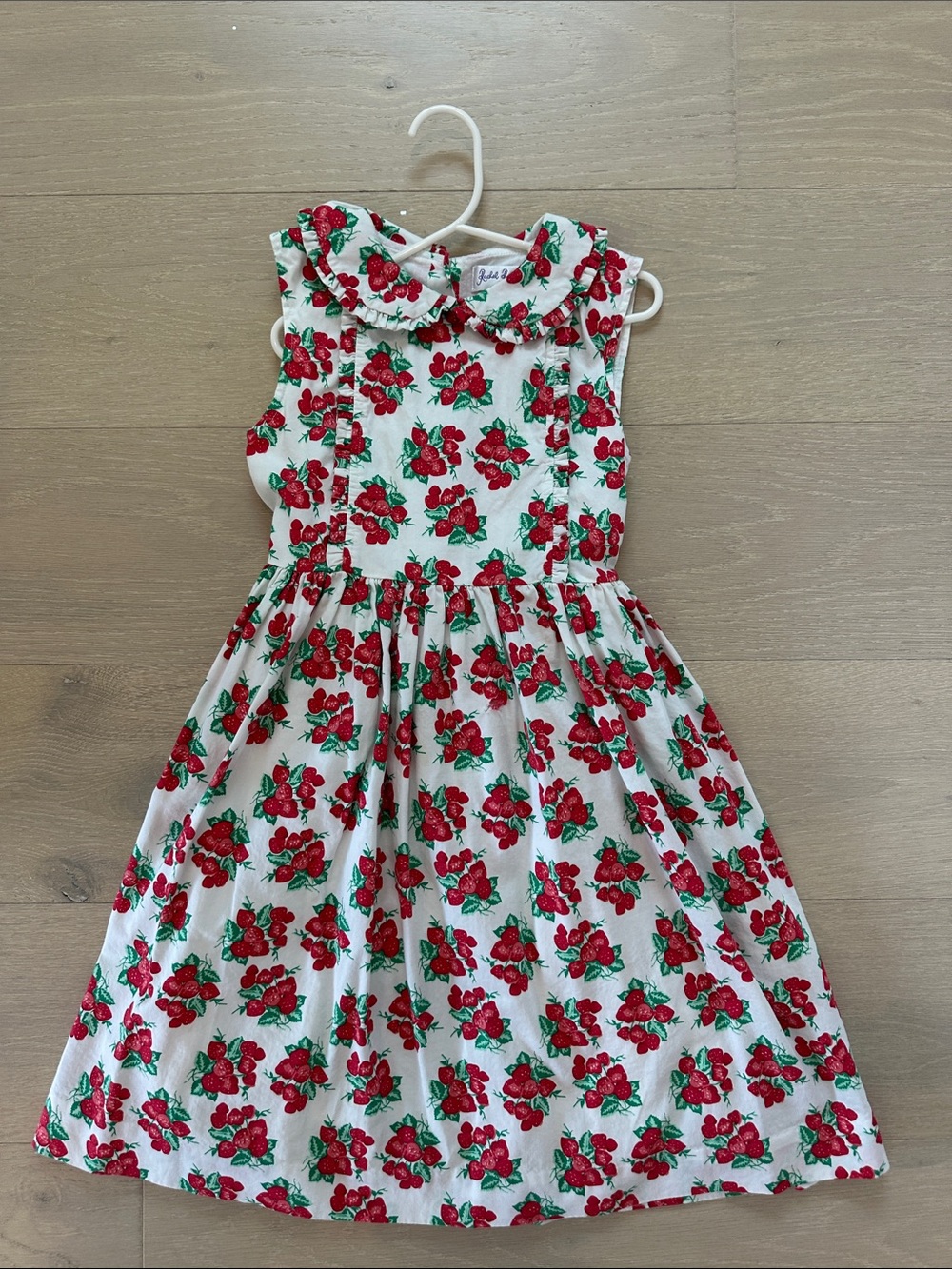 Rachel Riley Red Floral Cotton Dress with Peter Pan Collar